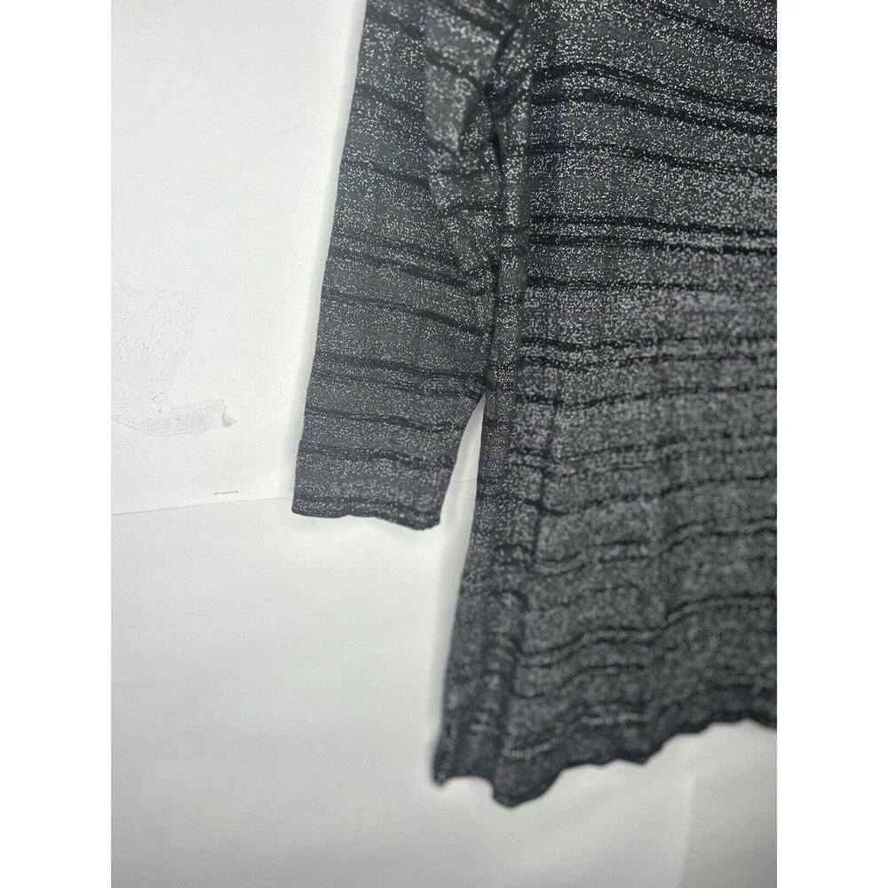 Worthington Women’s 3/4 Sleeve Sparkle Pull Over Sweater Black/Gray Size Medium